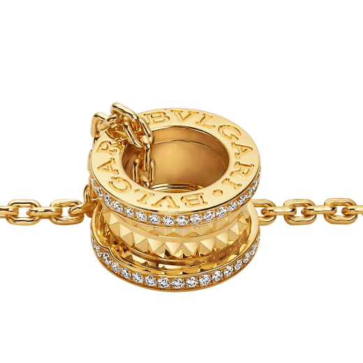 B.zero1 Rock Halskette mit Anhänger aus 18 Karat Gelbgold mit Nieten und Diamant-Pavé 358349 image 3