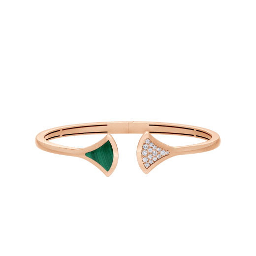 DIVAS' DREAM 18 kt rose gold bangle bracelet set with malachite element and pavé diamonds (0.16 ct) BR858679 image 2