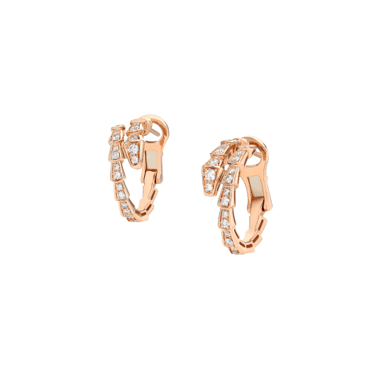 Serpenti Viper系列18K玫瑰金耳环，饰以密镶钻石 358361 image 2