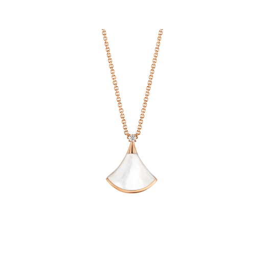 DIVAS' DREAM mother-of-pearl pendant necklace set in 18 kt rose gold with one diamond 350581 image 1
