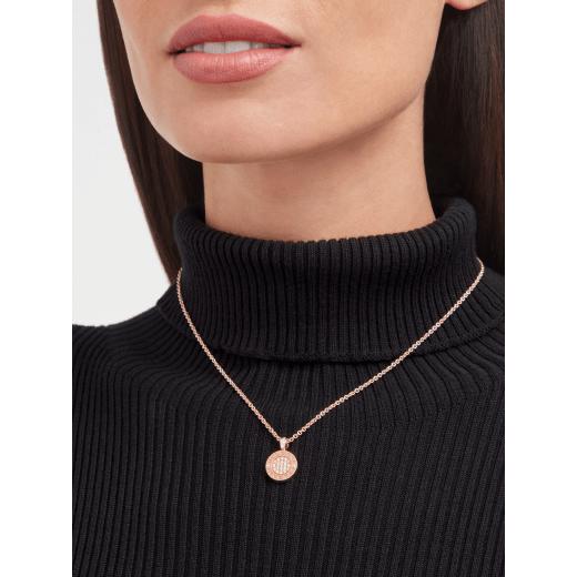 BVLGARI BVLGARI necklace with 18 kt rose gold chain and 18 rose gold pendant set with green jade and pavé diamonds 357256 image 4