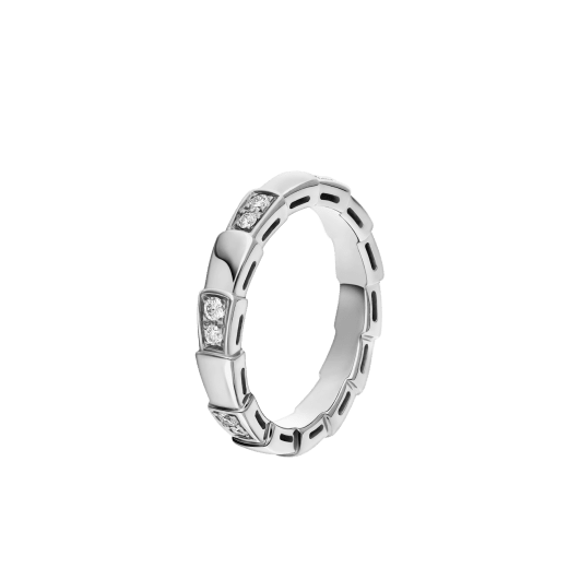 Serpenti Viper 系列单环戒指，白色18K金材质，饰以半密镶钻石。 AN857898 image 1
