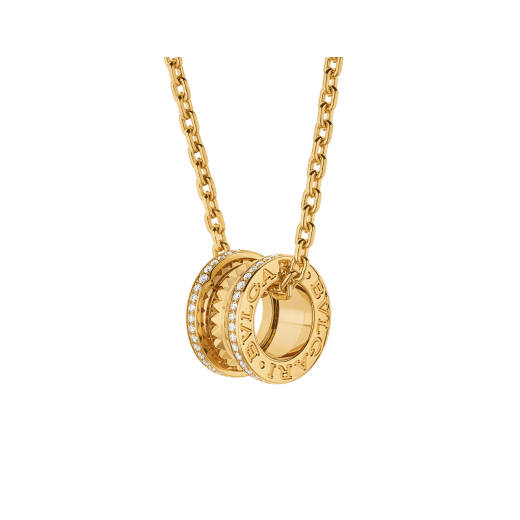 B.zero1 Rock Halskette mit Anhänger aus 18 Karat Gelbgold mit Nieten und Diamant-Pavé 358349 image 1