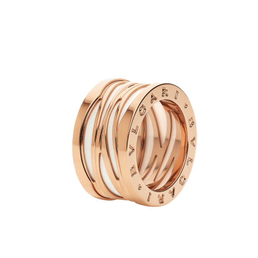 B.zero1 Design Legend four-band ring in 18 kt rose gold and white ceramic AN858574 image 1