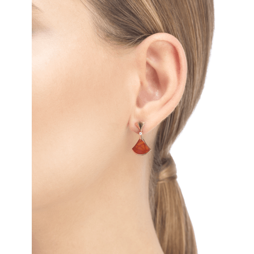 DIVAS' DREAM 18 kt rose gold earring set with carnelian elements and round brilliant-cut diamonds (0.07 ct) 356749 image 3