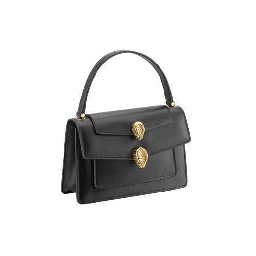 "Alexander Wang x Bvlgari" belt bag in smooth black calf leather. New double Serpenti head closure in antique gold-plated brass with tempting red enamel eyes. 288737 image 2
