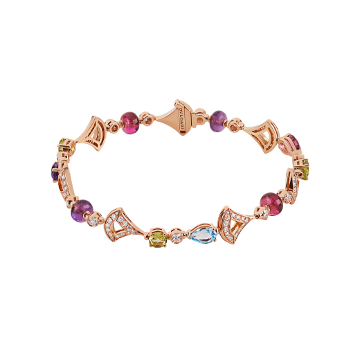 DIVAS' DREAM Armband aus 18 Karat Roségold mit farbigen Edelsteinen und Diamant-Pavé BR858404 image 1
