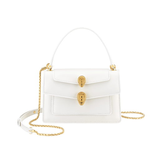 "Alexander Wang x Bvlgari" belt bag in smooth white calf leather. New double Serpenti head closure in antique gold-plated brass with tempting red enamel eyes. 288739 image 1