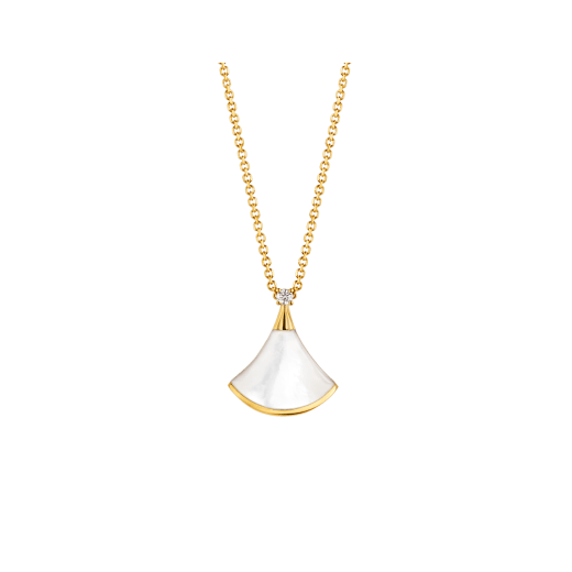 DIVAS' DREAM 18 kt yellow gold necklace with pendant set with one diamond and mother-of-pearl element 357510 image 1