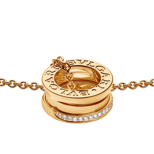 B.zero1 necklace with 18 kt yellow gold pendant set with demi-pavé diamonds on the edges and 18 kt yellow gold chain 359386 image 3