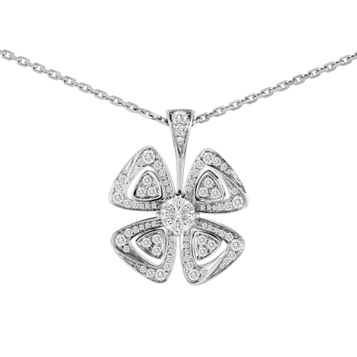 Fiorever 18 kt white gold necklace set with a central diamond (0.30 ct) and pavé diamonds (0.36 ct) 354496 image 3