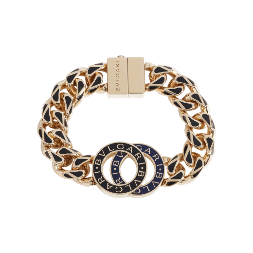 BULGARI BULGARI multicoloured Maxi Chain bracelet in light gold-plated brass with inserts with black and royal sapphire blue enamel. Iconic embellishment and clasp. CHUNKYBBBRCLT-MC-BRS image 1