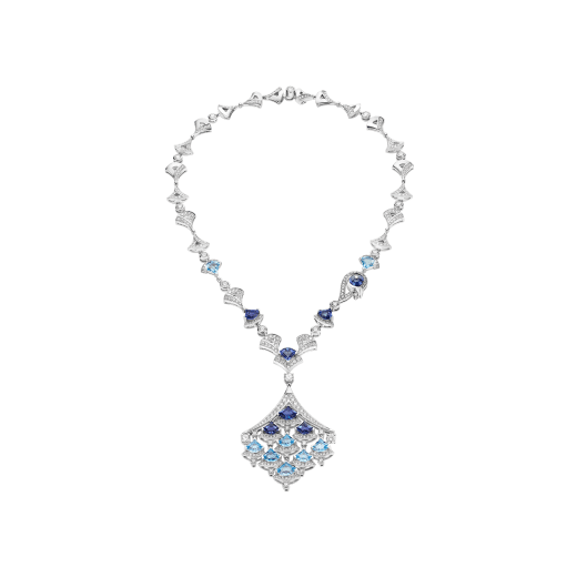 DIVAS' DREAM 18 kt white gold necklace set with coloured gemstones and pavé diamonds 355627 image 1