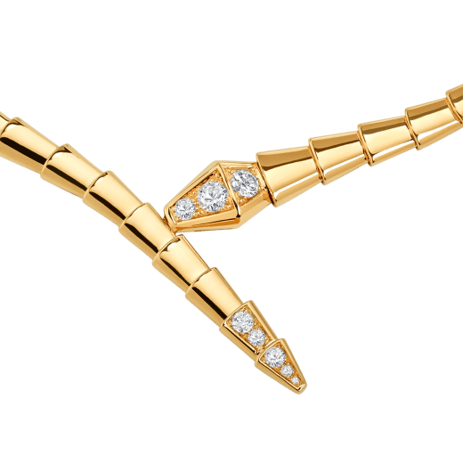 Serpenti Viper 18 kt yellow gold necklace set with demi-pavé diamonds CL859695 image 2