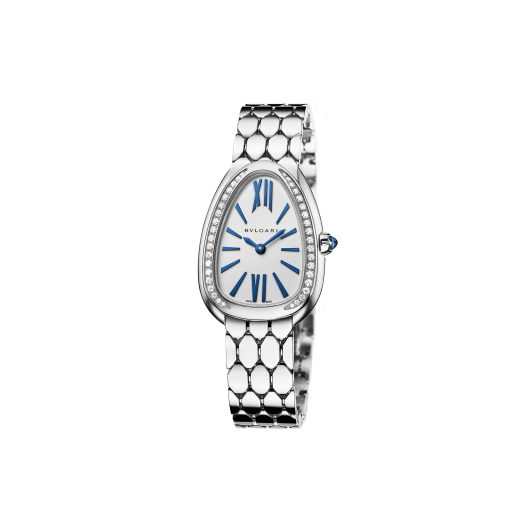 Serpenti Seduttori watch with 18 kt white gold case, 18 kt white gold bracelet, 18 kt white gold bezel set with diamonds and a white silver opaline dial. 103148 image 2