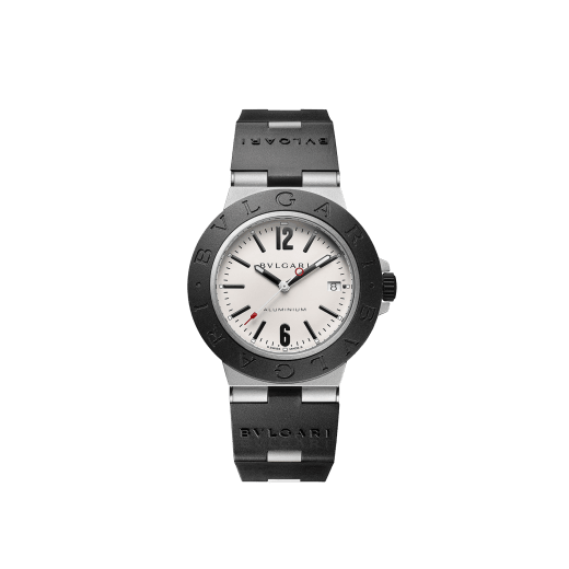 Bvlgari Aluminium watch with mechanical movement with automatic winding, 40 mm aluminum and titanium case, black rubber bezel with BVLGARI BVLGARI engraving, gray dial and black rubber bracelet. Power reserve 42h. Water-resistant up to 100 meters. 103382 image 1
