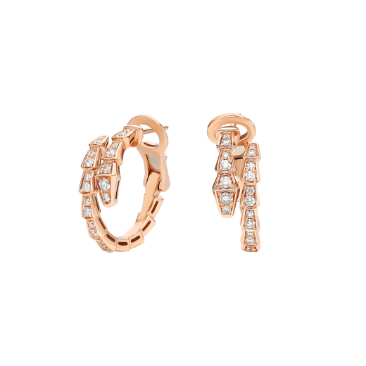 Serpenti Viper系列18K玫瑰金耳环，饰以密镶钻石 358361 image 1