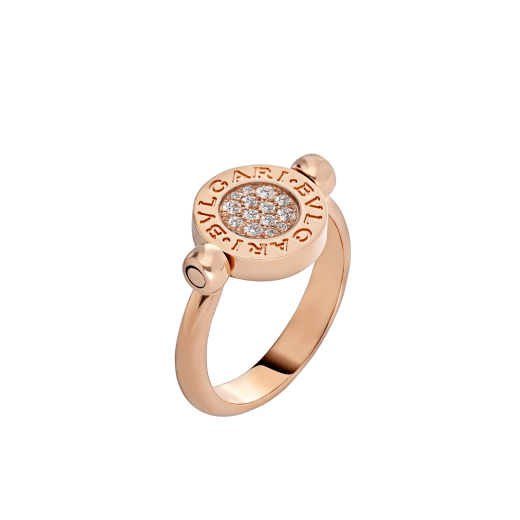 ブルガリ・ブルガリ フリップリング。グリーンジェイドとパヴェダイヤモンドをあしらった18Kピンクゴールド製。 AN857356 image 3