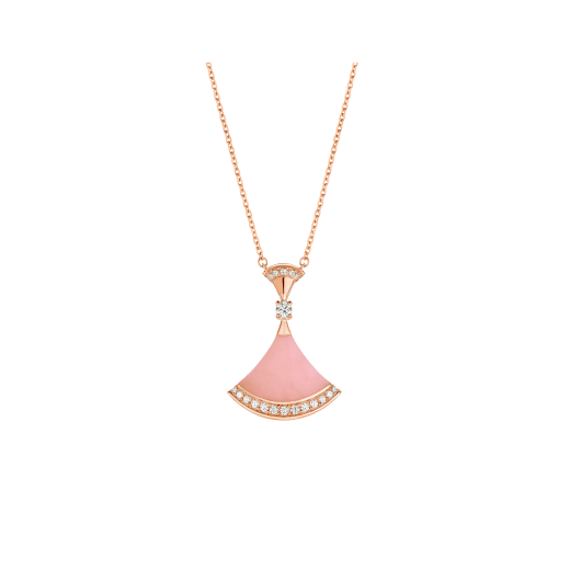 Die DIVAS' DREAM Halskette feiert die edle Raffinesse moderner Diven mit einem femininen rosafarbenen Opal und dem anmutigen Glanz von Diamanten. 354340 image 1