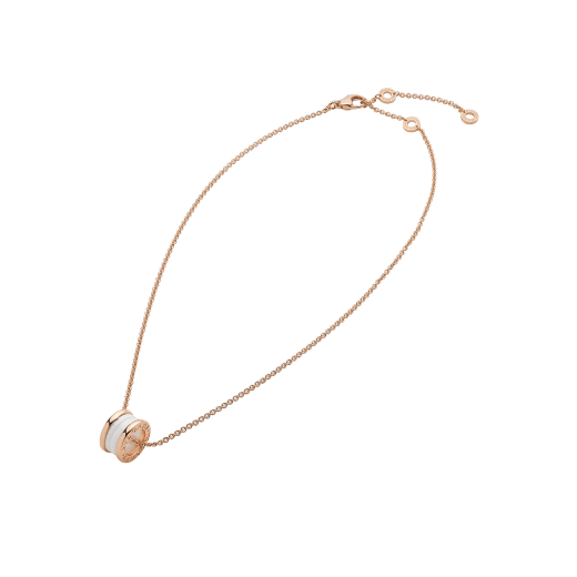 Collana B.zero1 con catena in oro rosa 18 kt e pendente in oro rosa 18 kt e ceramica bianca. 346082 image 2