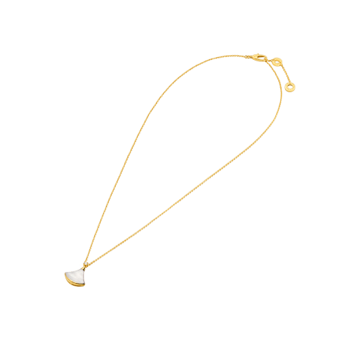 DIVAS' DREAM 18 kt yellow gold necklace with pendant set with one diamond and mother-of-pearl element 357510 image 2