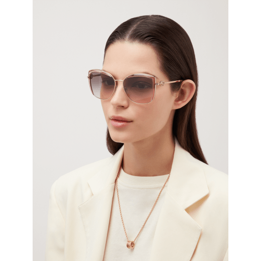 Bulgari Serpenti squared metal sunglasses with Serpenti openwork metal décor with crystals. 903905 image 3