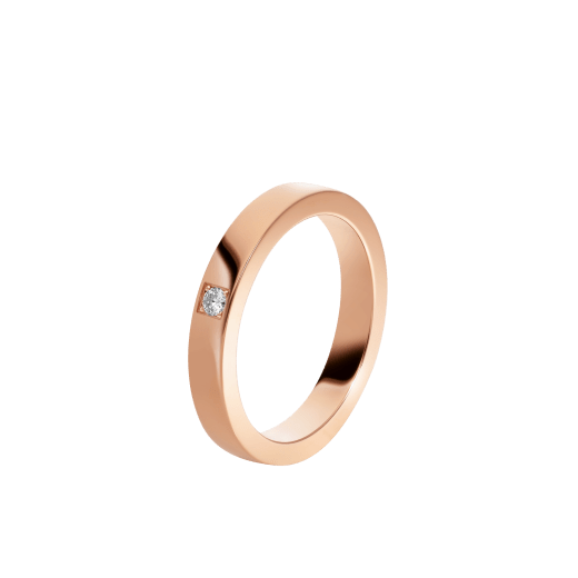 MarryMe 18 kt rose gold wedding band set with a diamond. AN858411 image 1