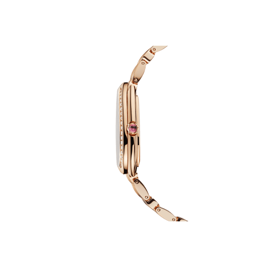 Serpenti Seduttori watch with 18 kt rose gold case, 18 kt rose gold bracelet, 18 kt rose gold bezel set with diamonds and a white silver opaline dial. 103146 image 3