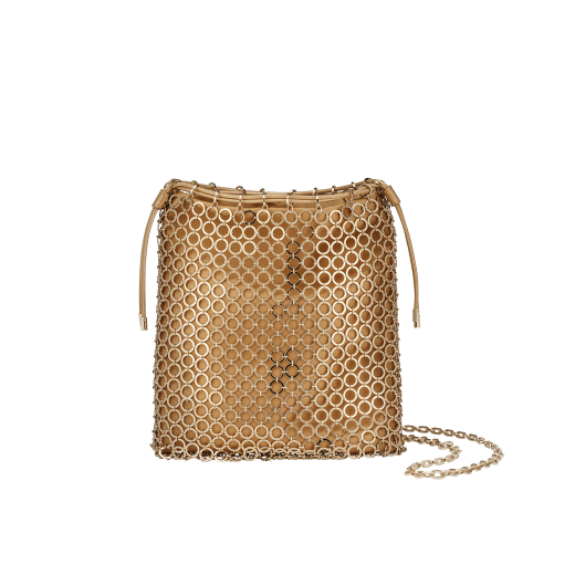 Bulgari Cocktail clutch with light gold-plated brass heritage mesh and light gold satin inner layer. 291695 image 1