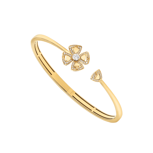 Fiorever Armband aus 18 Karat Gelbgold mit einem zentralen Diamanten und Diamant-Pavé BR858997 image 1