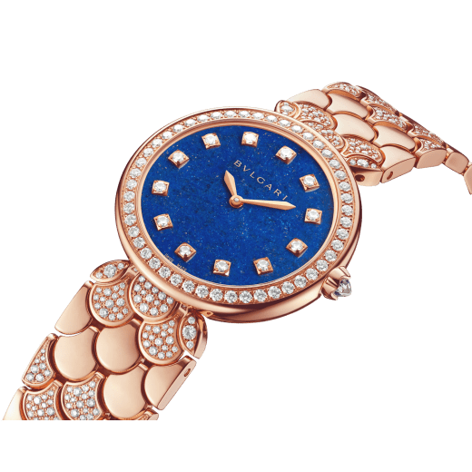 DIVAS’ DREAM Uhr mit Gehäuse und Armband aus 18 Karat Roségold mit Diamanten im Brillantschliff, Zifferblatt aus Lapislazuli und 12 Diamantindizes. Wasserdicht bis 30 Meter 103574 image 2