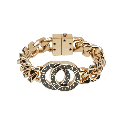 BULGARI BULGARI multicoloured Maxi Chain bracelet in light gold-plated brass with inserts with black and royal sapphire blue enamel. Iconic embellishment and clasp. CHUNKYBBBRCLT-MC-BRS image 2