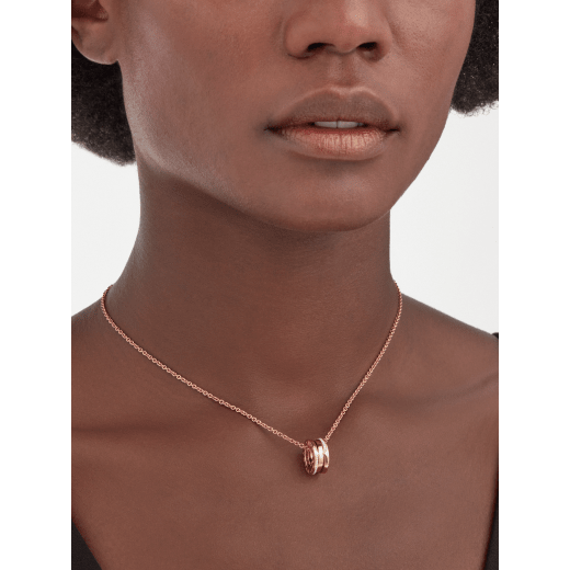 B.zero1 necklace with 18 kt rose gold pendant set with demi-pavé diamonds on the edges and 18 kt rose gold chain 359292 image 2