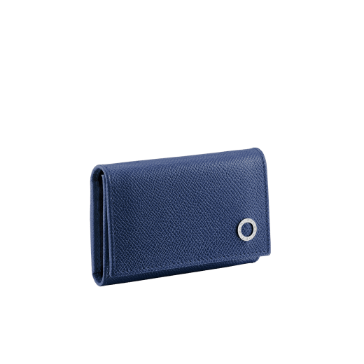"BVLGARI BVLGARI" double key holder in Pluto Stone grey and Denim Sapphire blue grained calf leather. Detachable car keyring in palladium-plated brass. BBM-DOUBLE-KEYHOLDa image 1