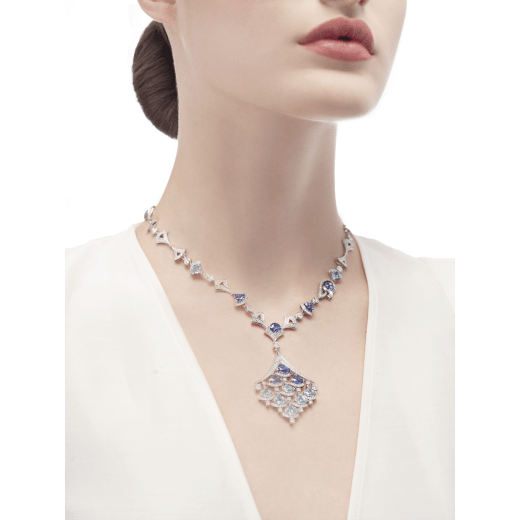 DIVAS' DREAM 18 kt white gold necklace set with coloured gemstones and pavé diamonds 355627 image 2