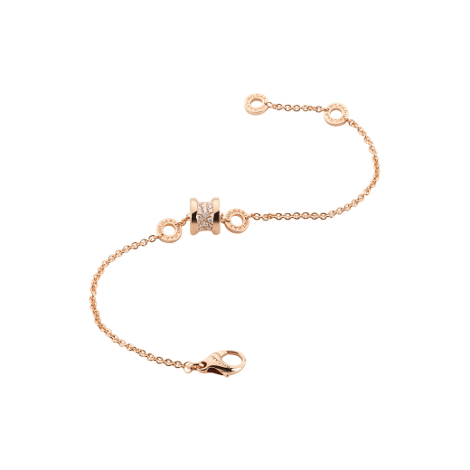 Weiches B.zero1 Armband aus 18 Karat Roségold, an der Spirale ausgefasst mit Diamant-Pavé. BR857358 image 2