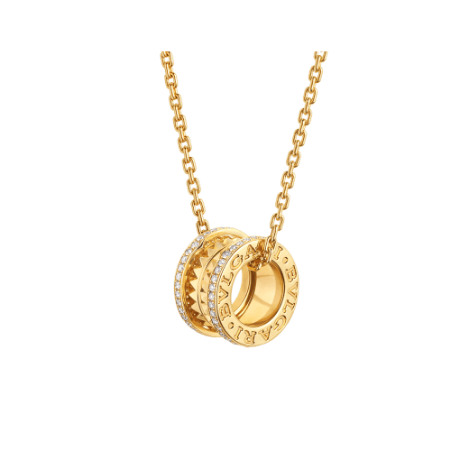 B.zero1 Rock necklace with 18 kt yellow gold pendant with studded spiral, pavé diamonds on the edges and 18 kt yellow gold chain 357885 image 1