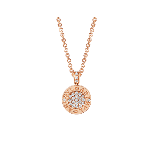 BVLGARI BVLGARI necklace with 18 kt rose gold chain and 18 rose gold pendant set with green jade and pavé diamonds 357256 image 2
