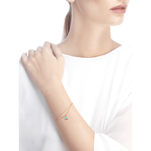 DIVAS' DREAM bracelet in 18 kt rose gold with pendant set with torquoise. BR859639 image 3
