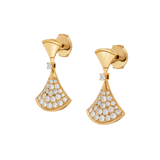 „DIVAS’ DREAM“ Ohrringe aus 18 Karat Gelbgold mit einem Diamanten und Diamant-Pavé 357514 image 2