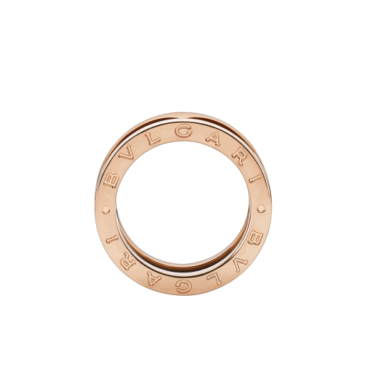 Anello B.zero1 a due fasce in oro rosa 18 kt con spirale in ceramica nera. B-zero1-2-bands-AN855962 image 2