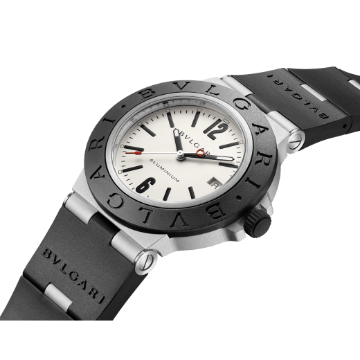 Bvlgari Aluminium watch with mechanical movement with automatic winding, 40 mm aluminum and titanium case, black rubber bezel with BVLGARI BVLGARI engraving, gray dial and black rubber bracelet. Power reserve 42h. Water-resistant up to 100 meters. 103382 image 2