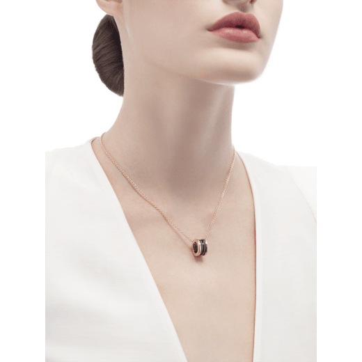 B.zero1 necklace with 18 kt rose gold chain and an 18 kt rose gold and black ceramic pendant 346083 image 3