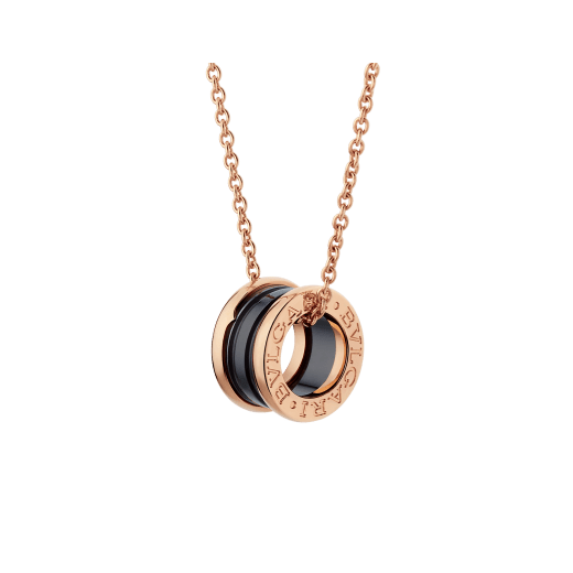 B.zero1 necklace with 18 kt rose gold chain and an 18 kt rose gold and black ceramic pendant 346083 image 1