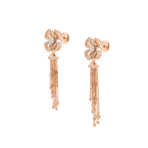 Fiorever 18 kt rose gold pendant Earring set with round brilliant-cut diamonds (0.75 ct) and pavé diamonds (0.30 ct) 357322 image 2