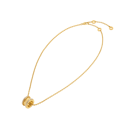 B.zero1 Rock necklace with 18 kt yellow gold pendant with studded spiral, pavé diamonds on the edges and 18 kt yellow gold chain 357885 image 2