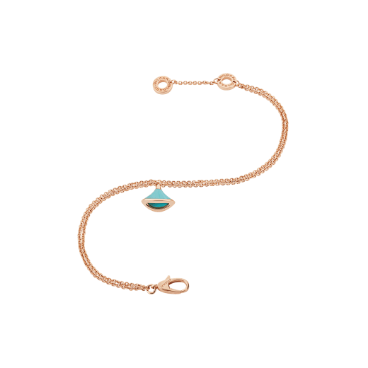 DIVAS' DREAM bracelet in 18 kt rose gold with pendant set with torquoise. BR859639 image 2