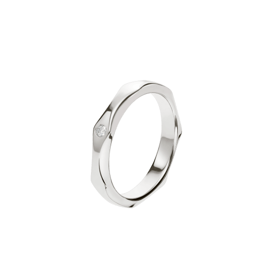 Infinito wedding band in platinum, set with one diamond. AN857694 image 1