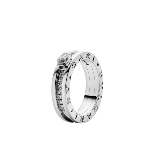 B.zero1 1-Band-Ring aus 18 Karat Weißgold, an der Spirale ausgefasst mit Diamant-Pavé und einem runden Diamanten im Brillantschliff. Erhältlich in 0,30 Kt. 336076 image 1