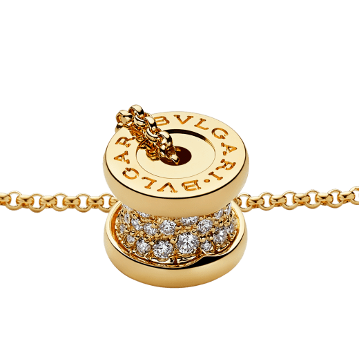 „B.zero1“ Halskette aus 18 Karat Gelbgold, an der Spirale ausgefasst mit Diamant-Pavé 357496 image 3